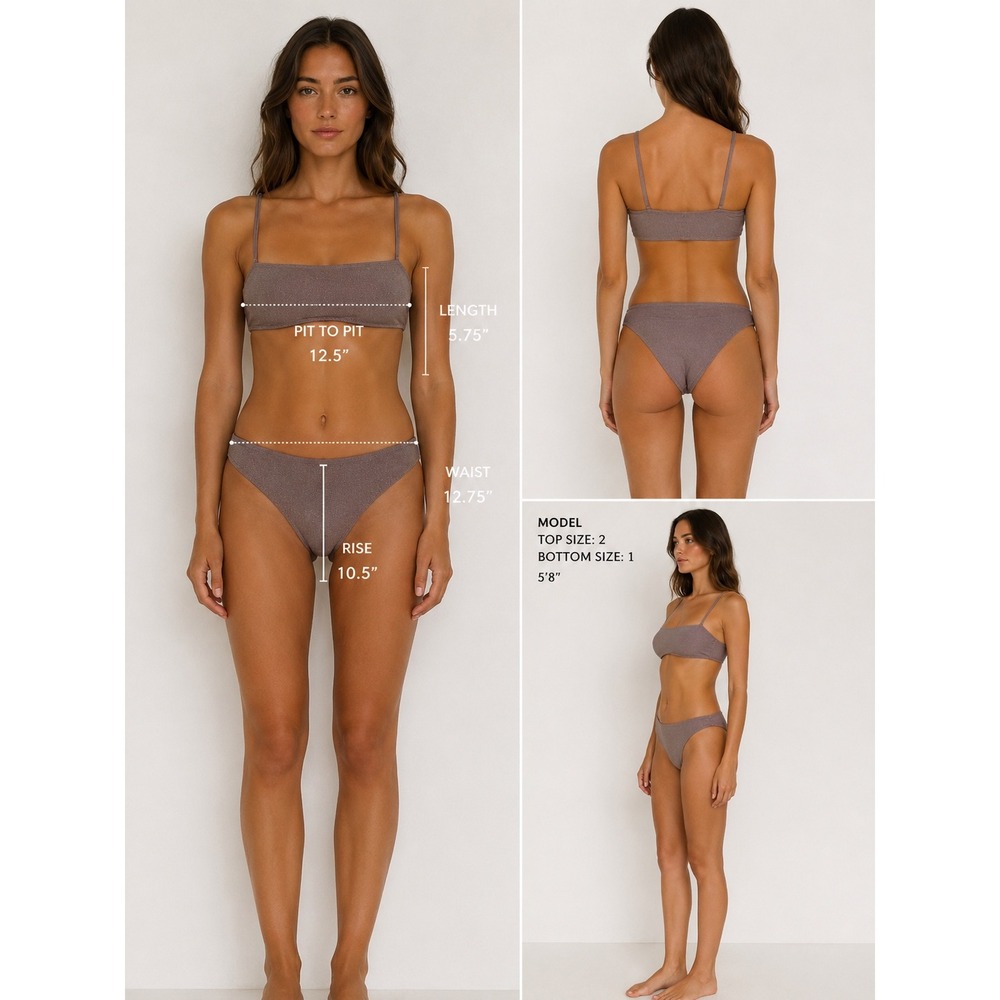 Good American Taupe Ribbed Bikini Set